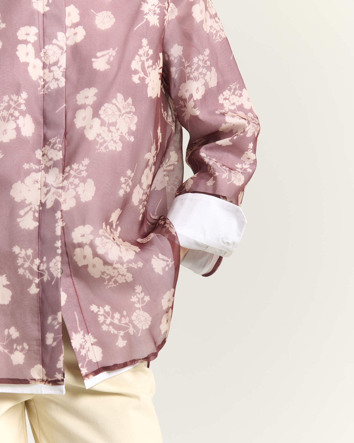 DOUBLE-LAYER PRINTED ORGANZA SHIRT