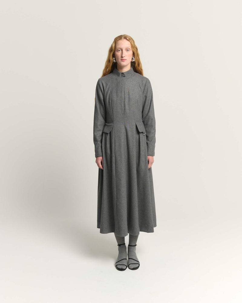 ABITO MIDI IN LANA LEGGERA CON DETTAGLI STRUTTURATI