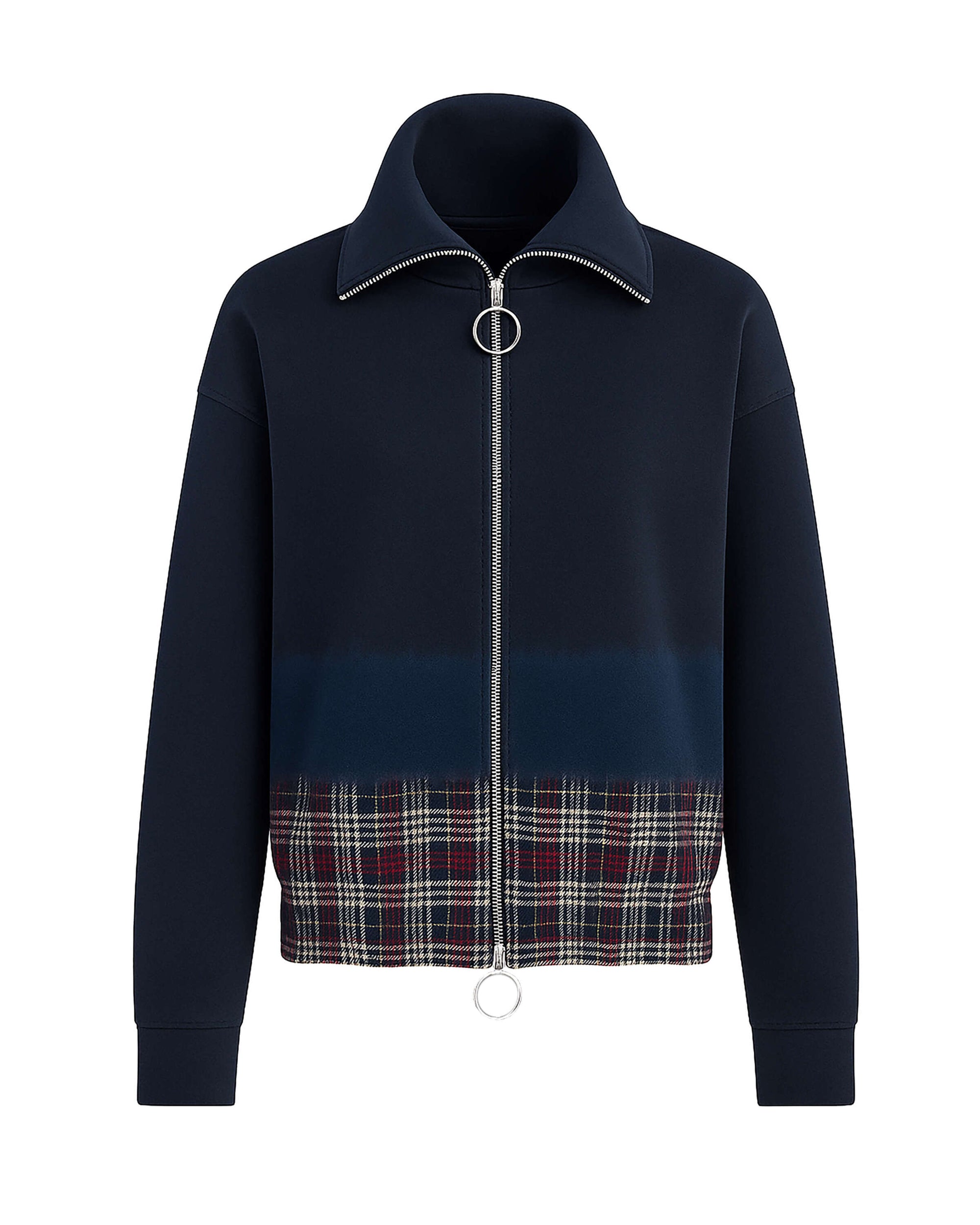 FELPA CON ZIP E DETTAGLIO TARTAN