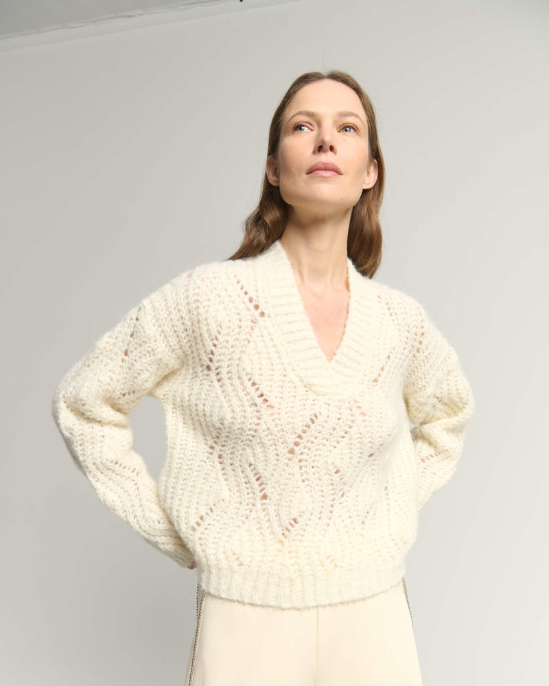 MAGLIONE A TRECCE IN MISTO LANA E ALPACA