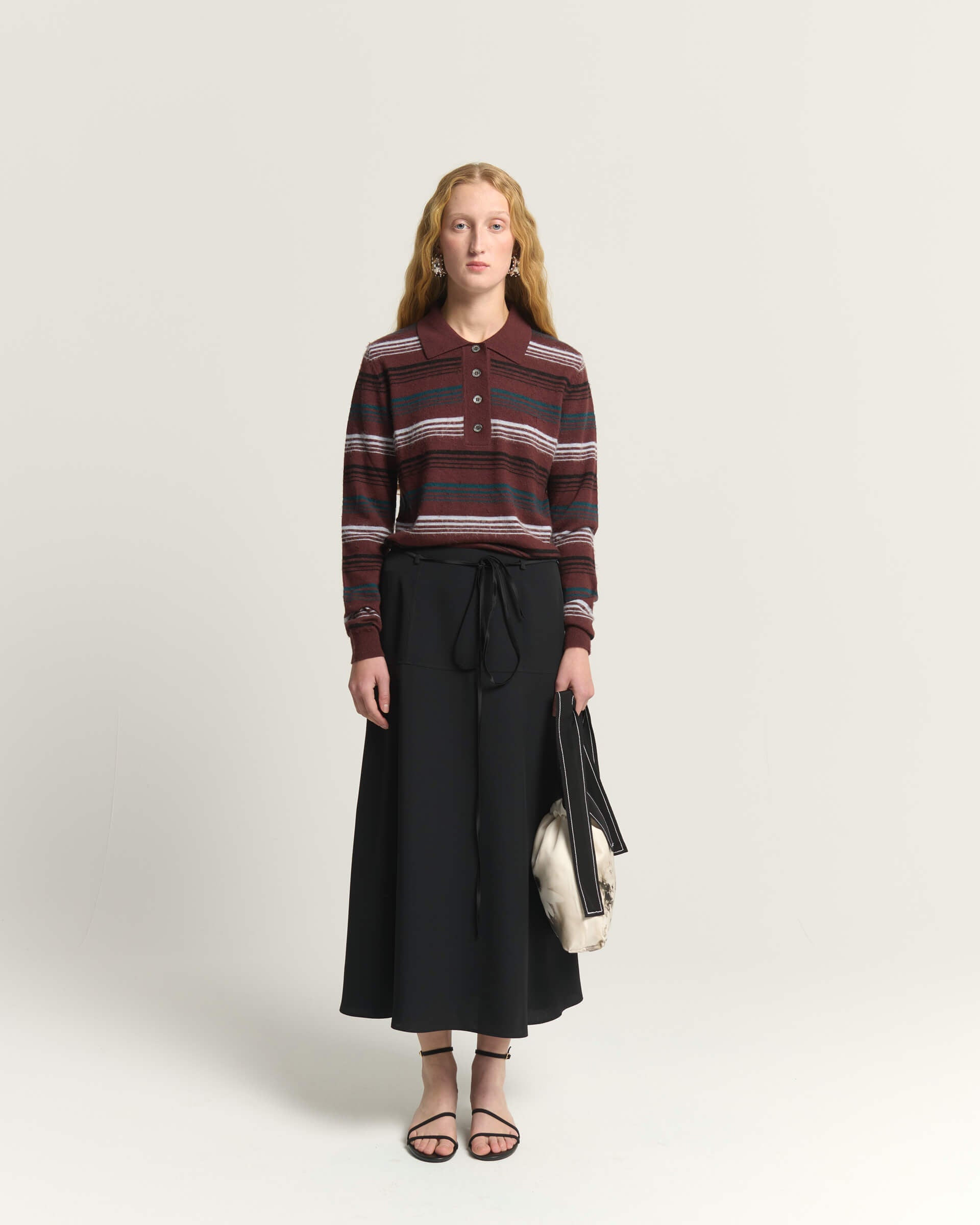 FLARED SKIRT WITH WAIST TIE BELT