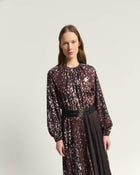 PRINTED SILK MIDI DRESS WITH PLEATS