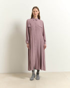 ABITO LUNGO A CAMICIA CON TASCHE A PATTINA