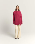 WOOL CARDIGAN WITH WRAP CLOSURE AND BELT