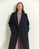 PINSTRIPE LONG DOUBLE-BREASTED COAT