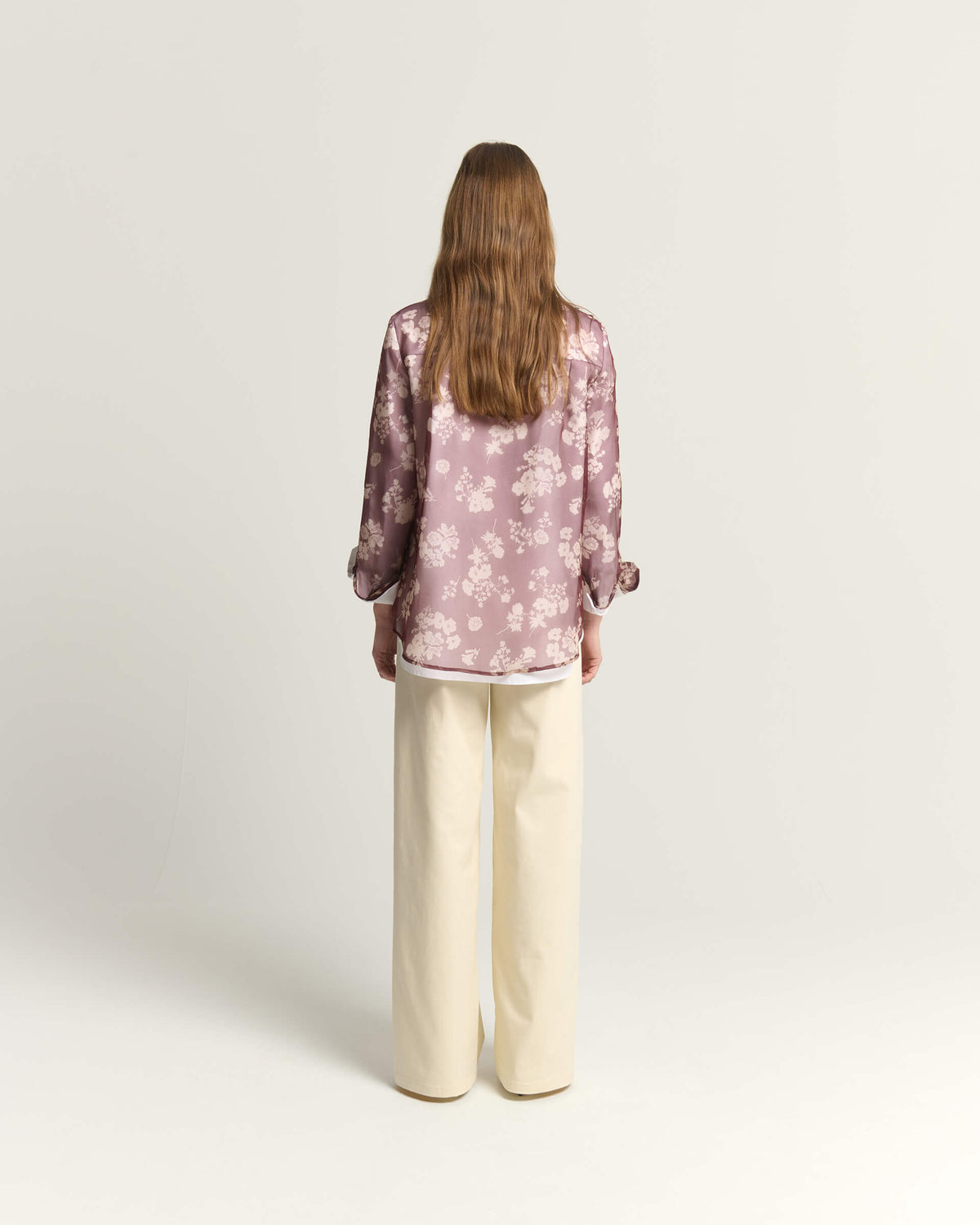 DOUBLE-LAYER PRINTED ORGANZA SHIRT
