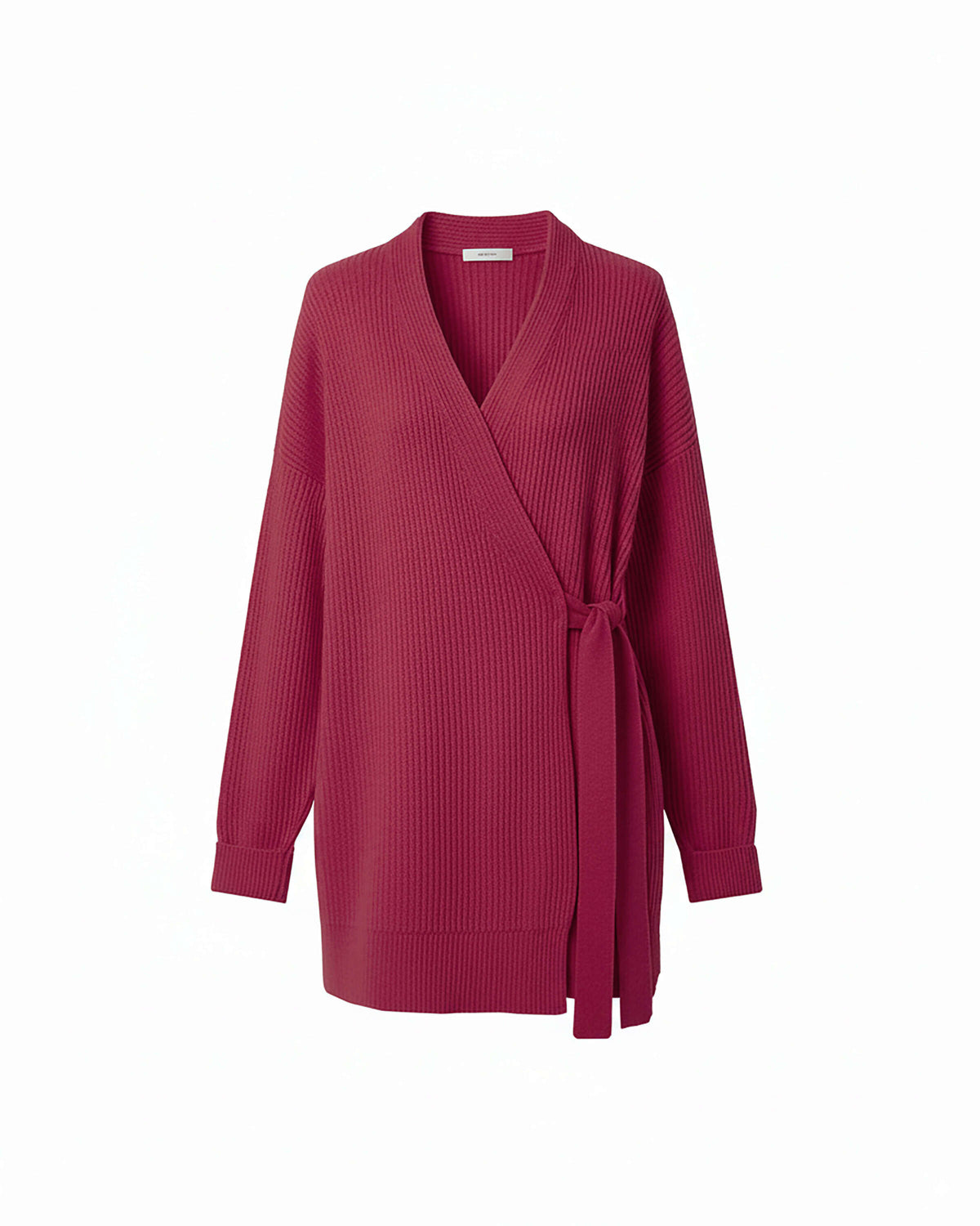 WOOL CARDIGAN WITH WRAP CLOSURE AND BELT