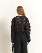 SHORT JACKET WITH FLORAL APPLIQUÉS