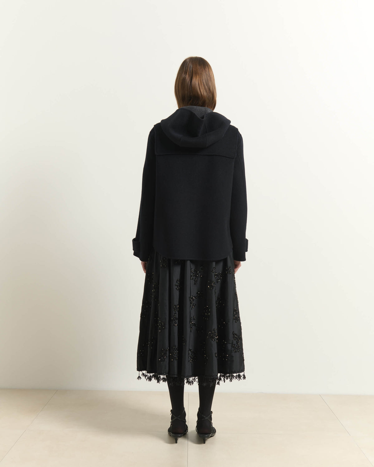 WOOL DUFFLE COAT WITH TOGGLES AND HOOD