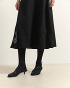 BLACK MIDI DRESS WITH MESH INSERTS