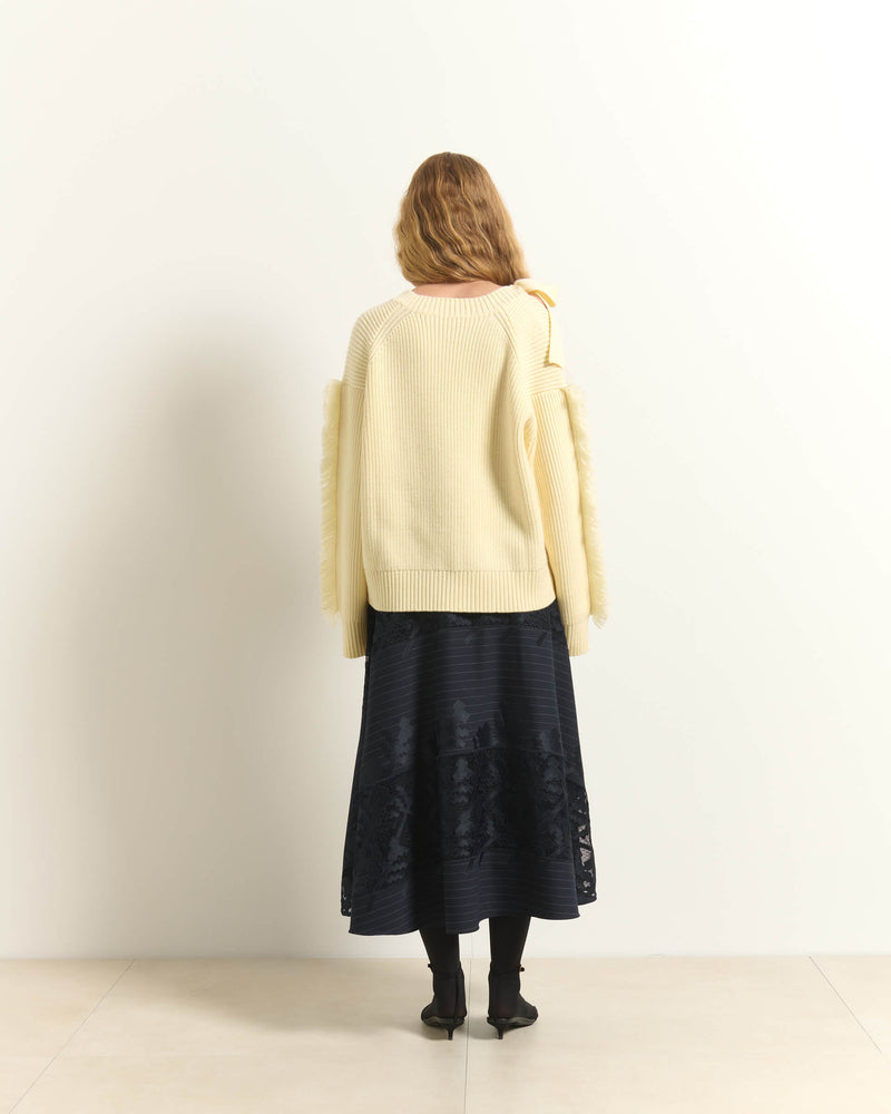 GONNA MIDI GESSATA CON PIZZO