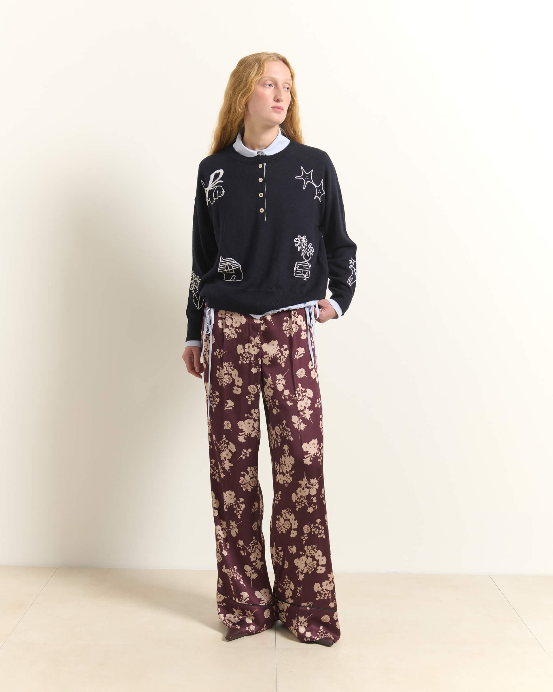 PRINTED FLUID TROUSERS