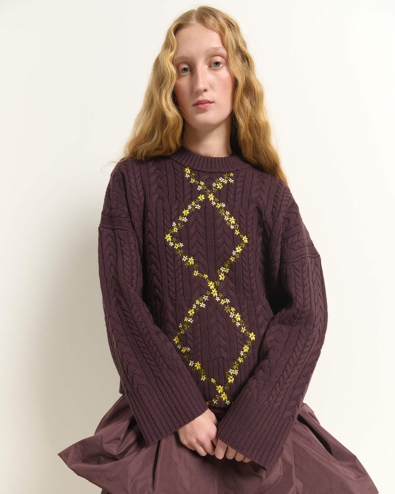 MAGLIONE CON RICAMI FLOREALI