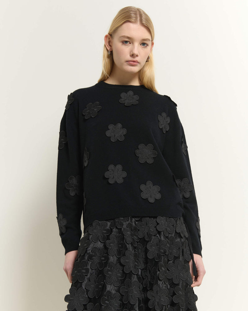 MAGLIONE IN LANA CON MOTIVO FLOREALE JACQUARD