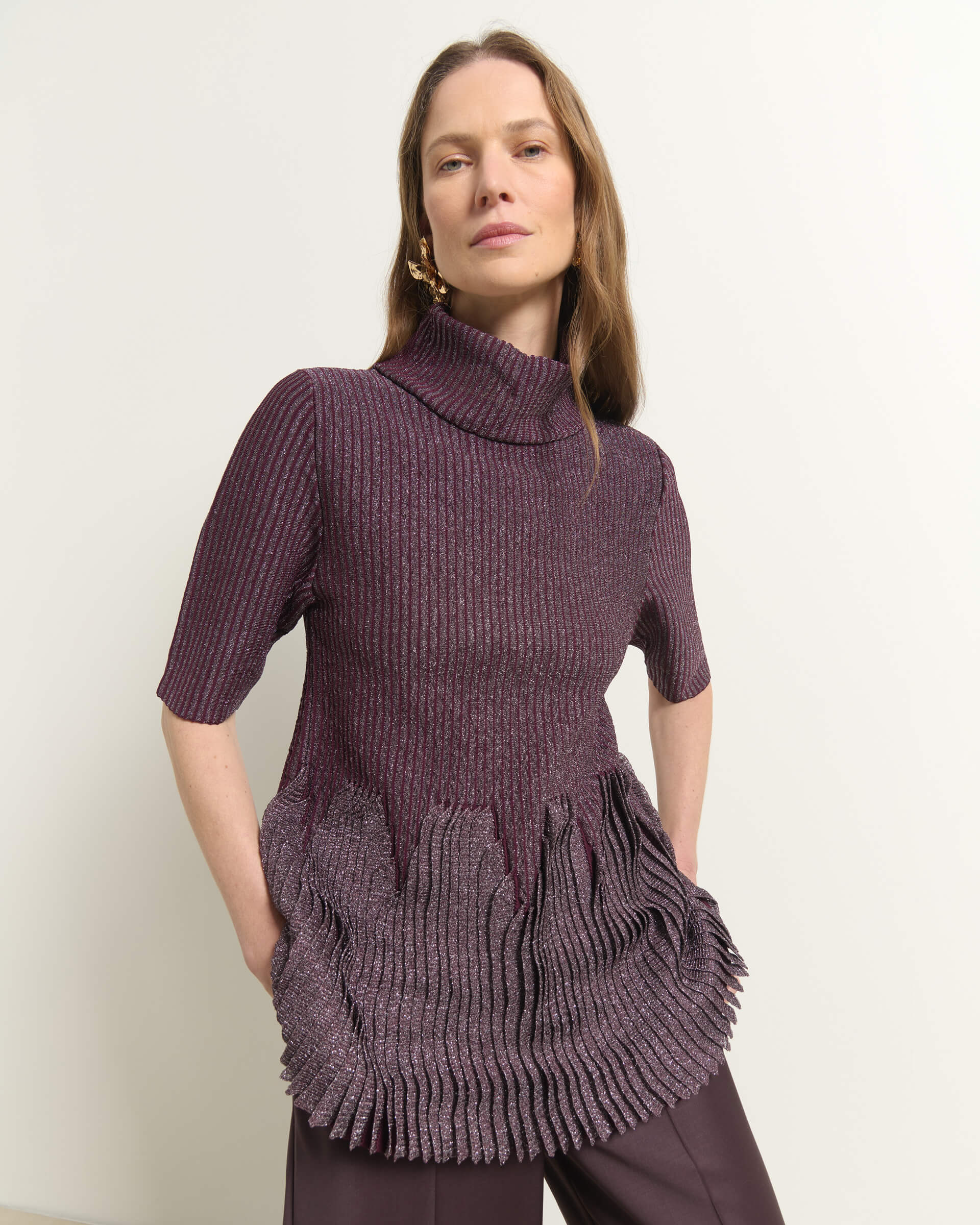 RIBBED KNIT WITH LUREX THREAD