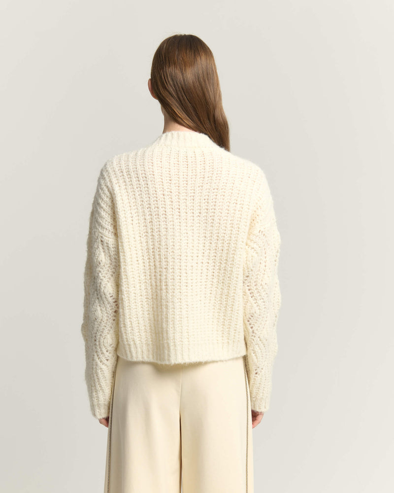 MAGLIONE A TRECCE IN MISTO LANA E ALPACA