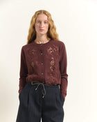 CARDIGAN IN LANA CON INSERTI IN PIZZO SAN GALLO