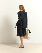 JACKET WITH PATCH POCKETS AND FINE STRIPES