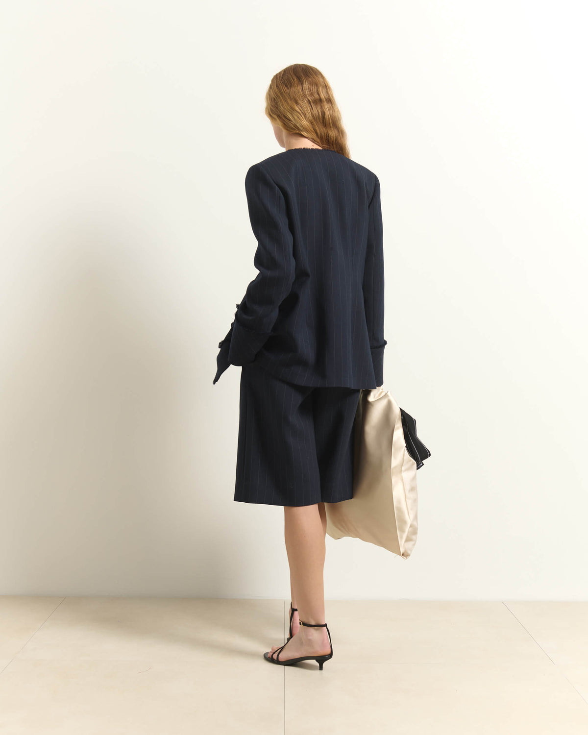 JACKET WITH PATCH POCKETS AND FINE STRIPES