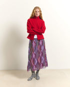 MIDI SKIRT WITH FRINGED TEXTURE