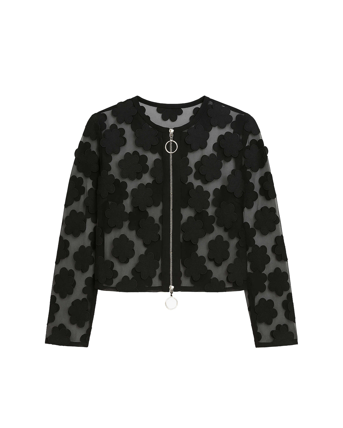 SHORT JACKET WITH FLORAL APPLIQUÉS