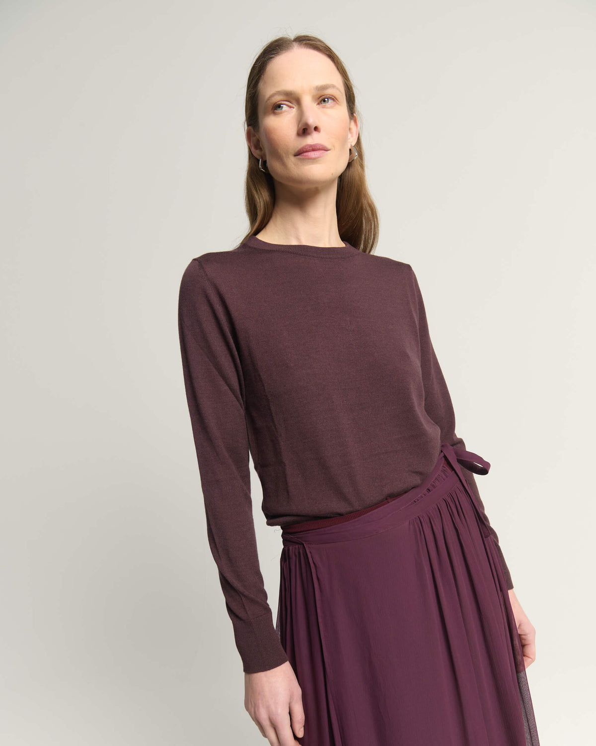 CREW-NECK SWEATER IN WOOL, CASHMERE AND SILK BLEND