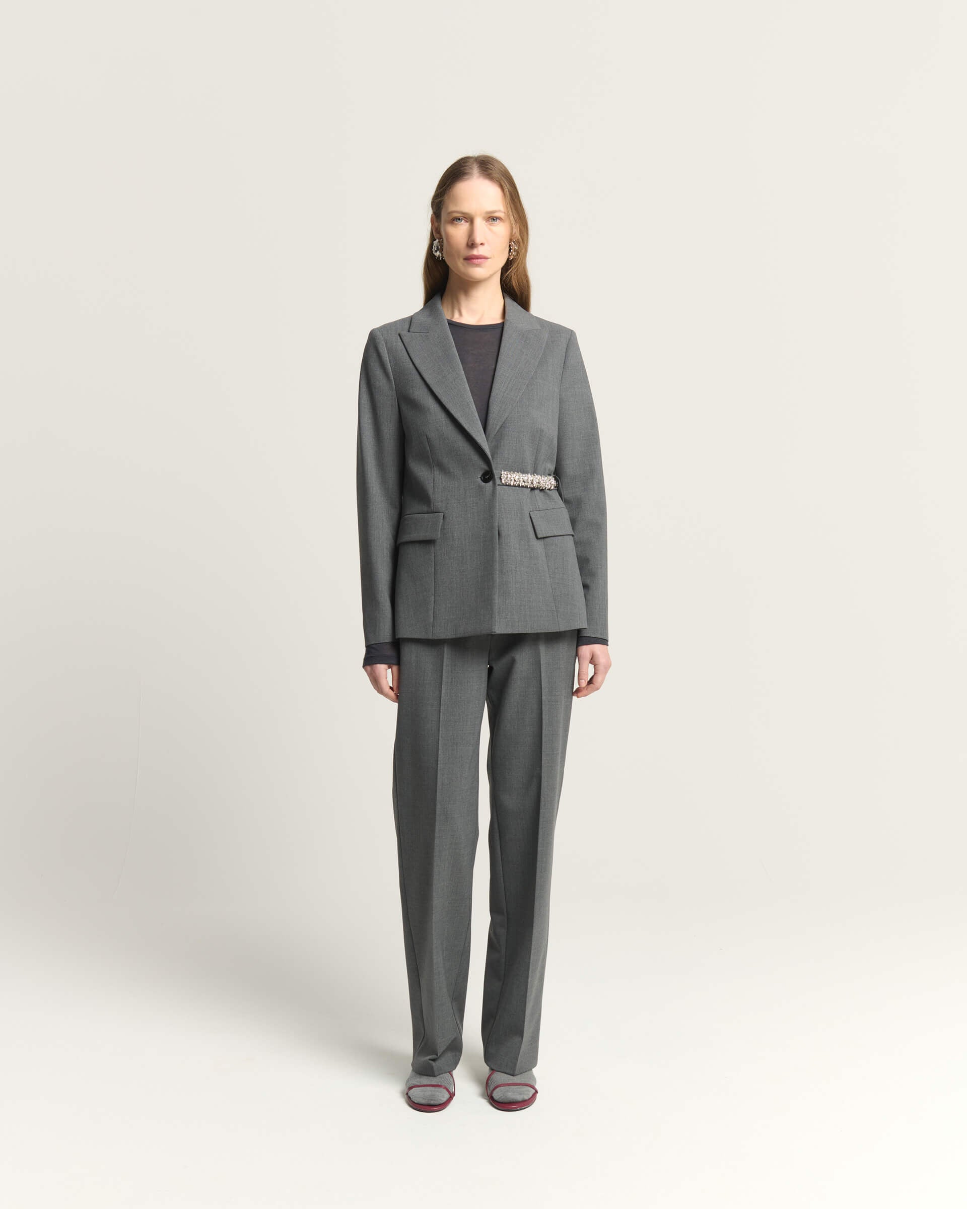 SINGLE-BREASTED JACKET WITH SIDE BELT