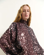 PRINTED SILK MIDI DRESS WITH BOW