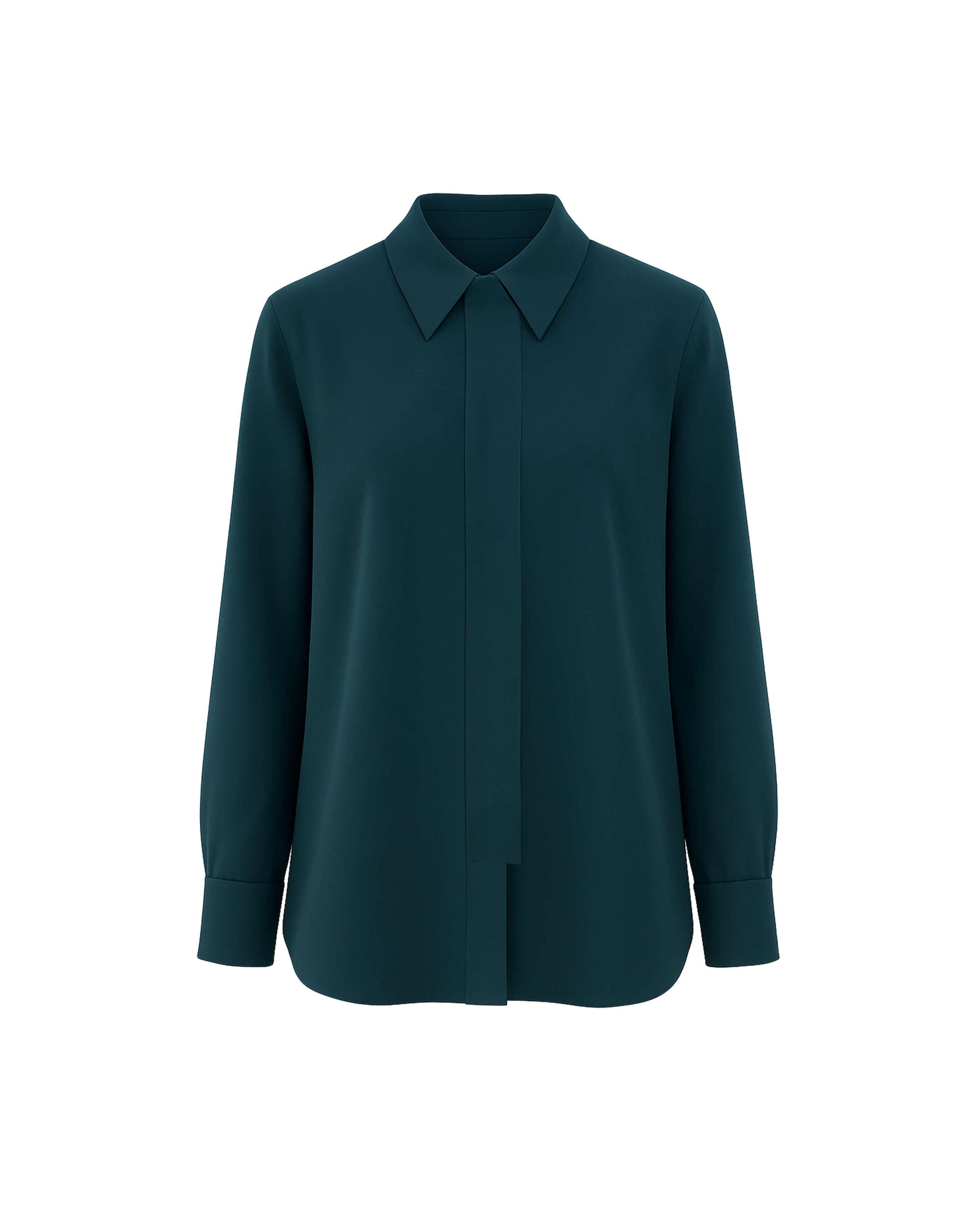FLUID SHIRT WITH POINTED COLLAR AND HIDDEN CLOSURE