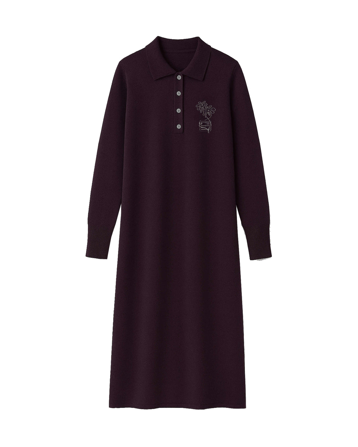 WOOL POLO DRESS WITH EMBROIDERY
