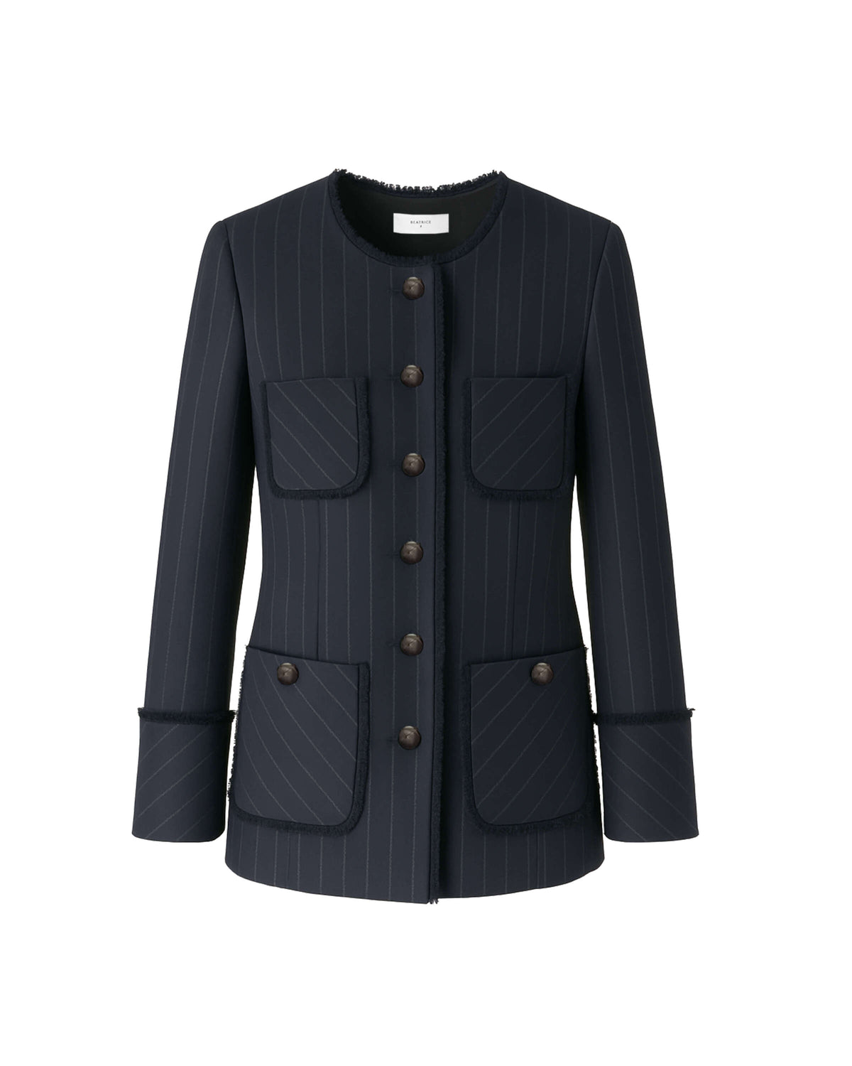 JACKET WITH PATCH POCKETS AND FINE STRIPES