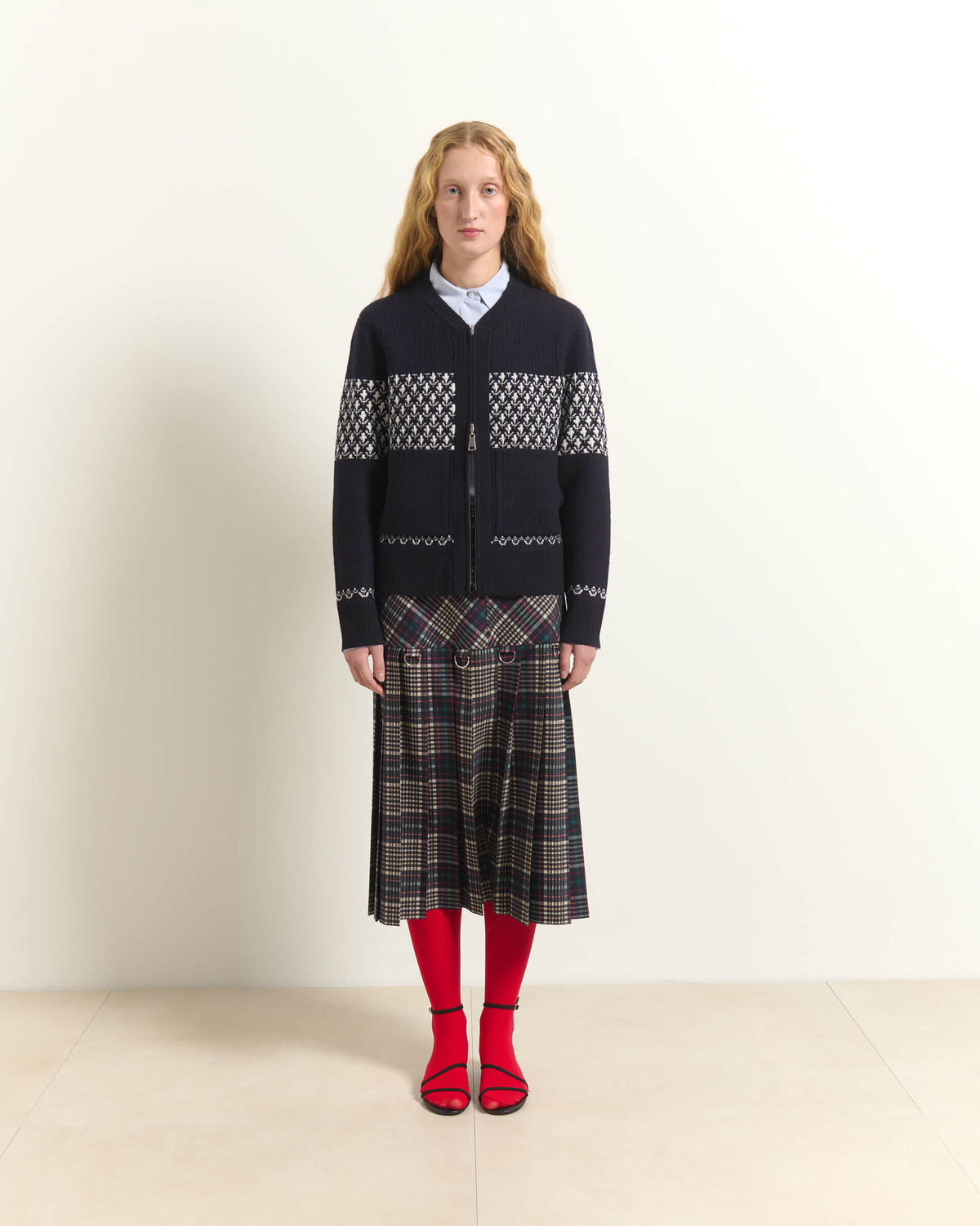 GONNA MIDI IN TARTAN CON DETTAGLI AD ANELLO