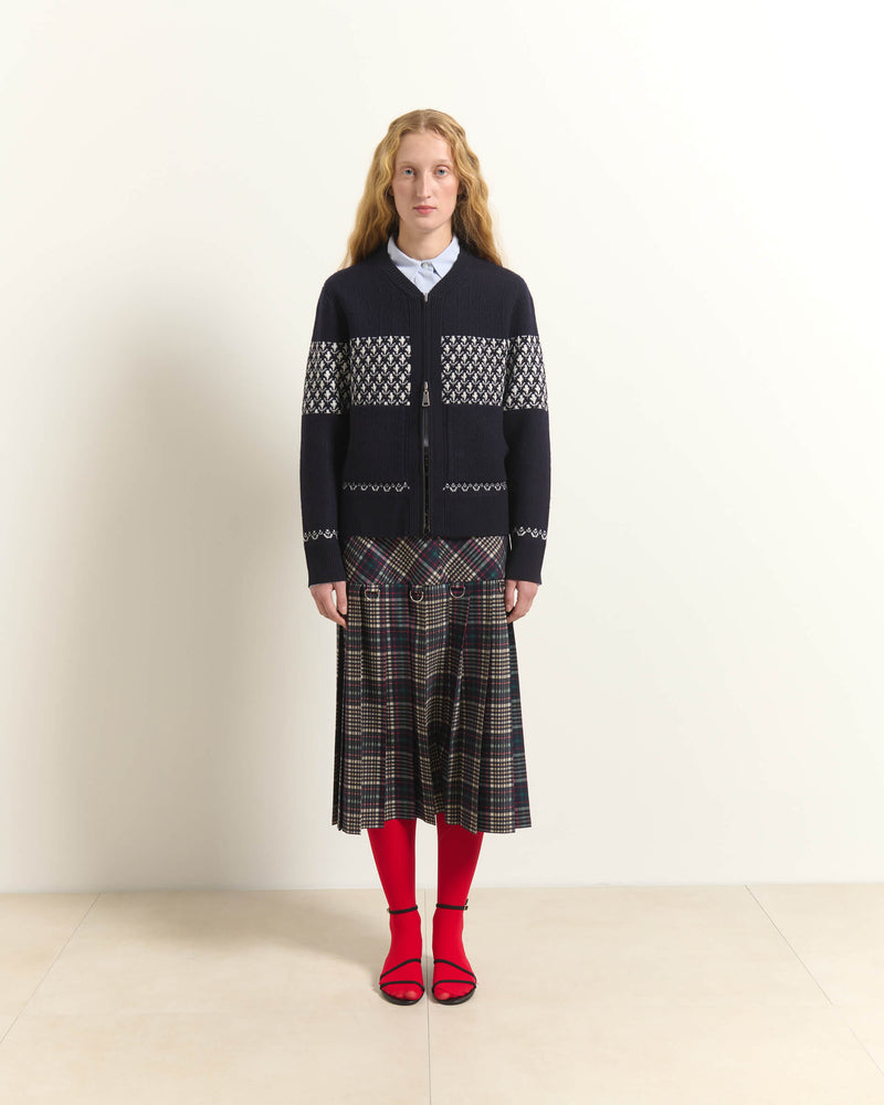 TARTAN MIDI SKIRT WITH RING DETAILS