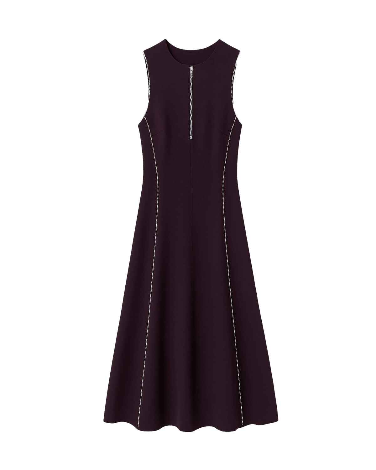VESTITO MIDI SENZA MANICHE CON BORDI ARGENTATI