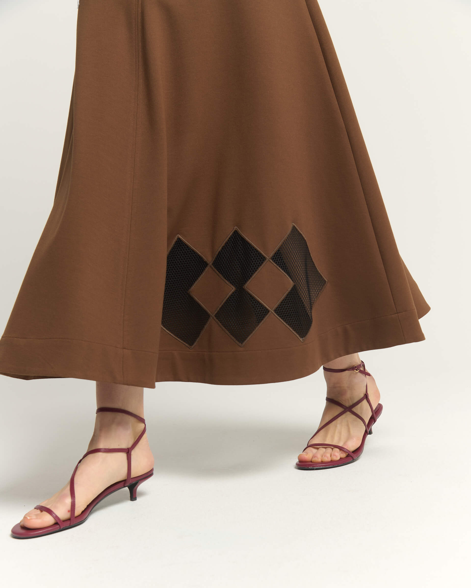 FLARED MIDI SKIRT WITH INSERTS