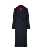PINSTRIPE LONG DOUBLE-BREASTED COAT
