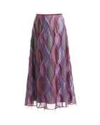 MIDI SKIRT WITH FRINGED TEXTURE