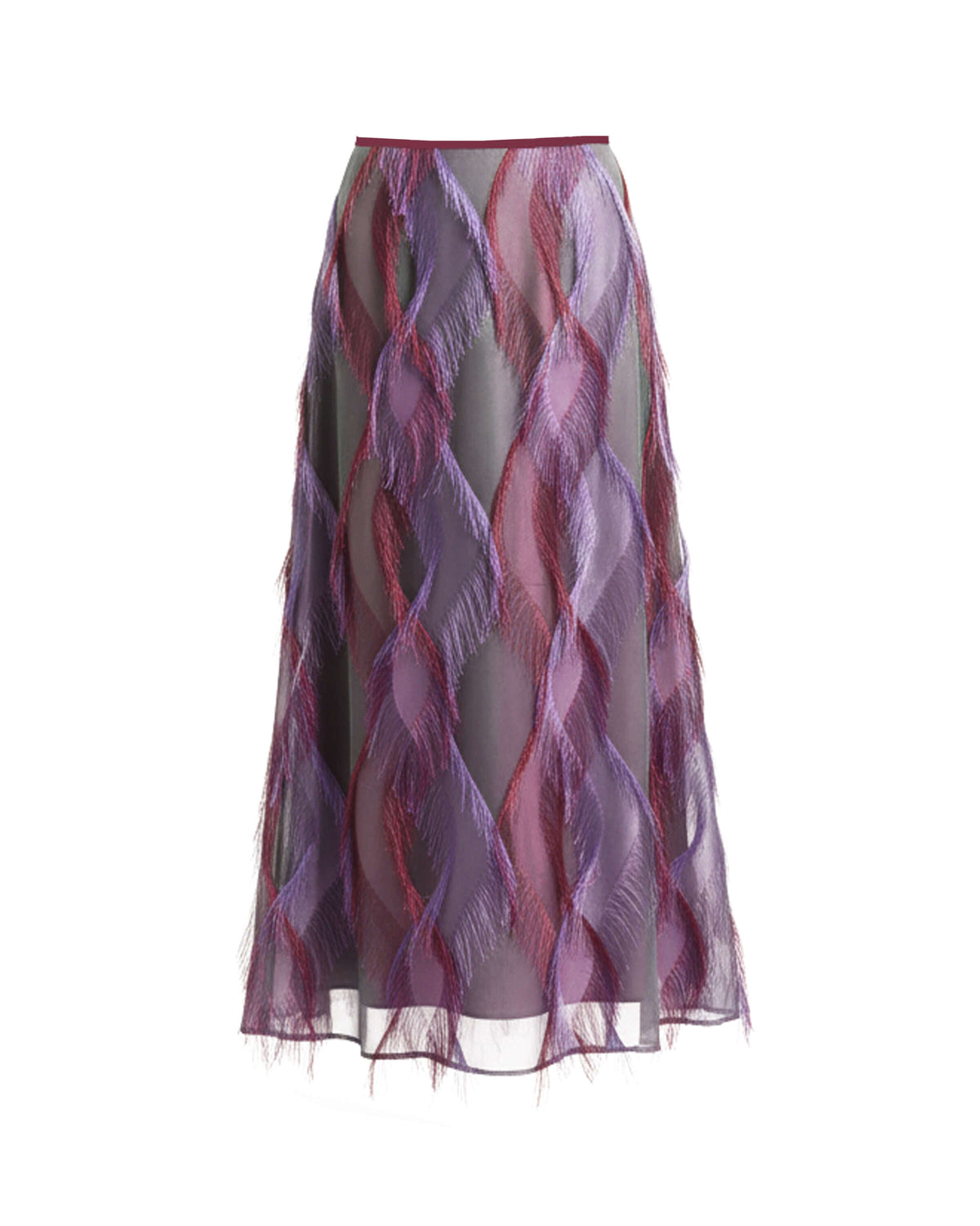 MIDI SKIRT WITH FRINGED TEXTURE