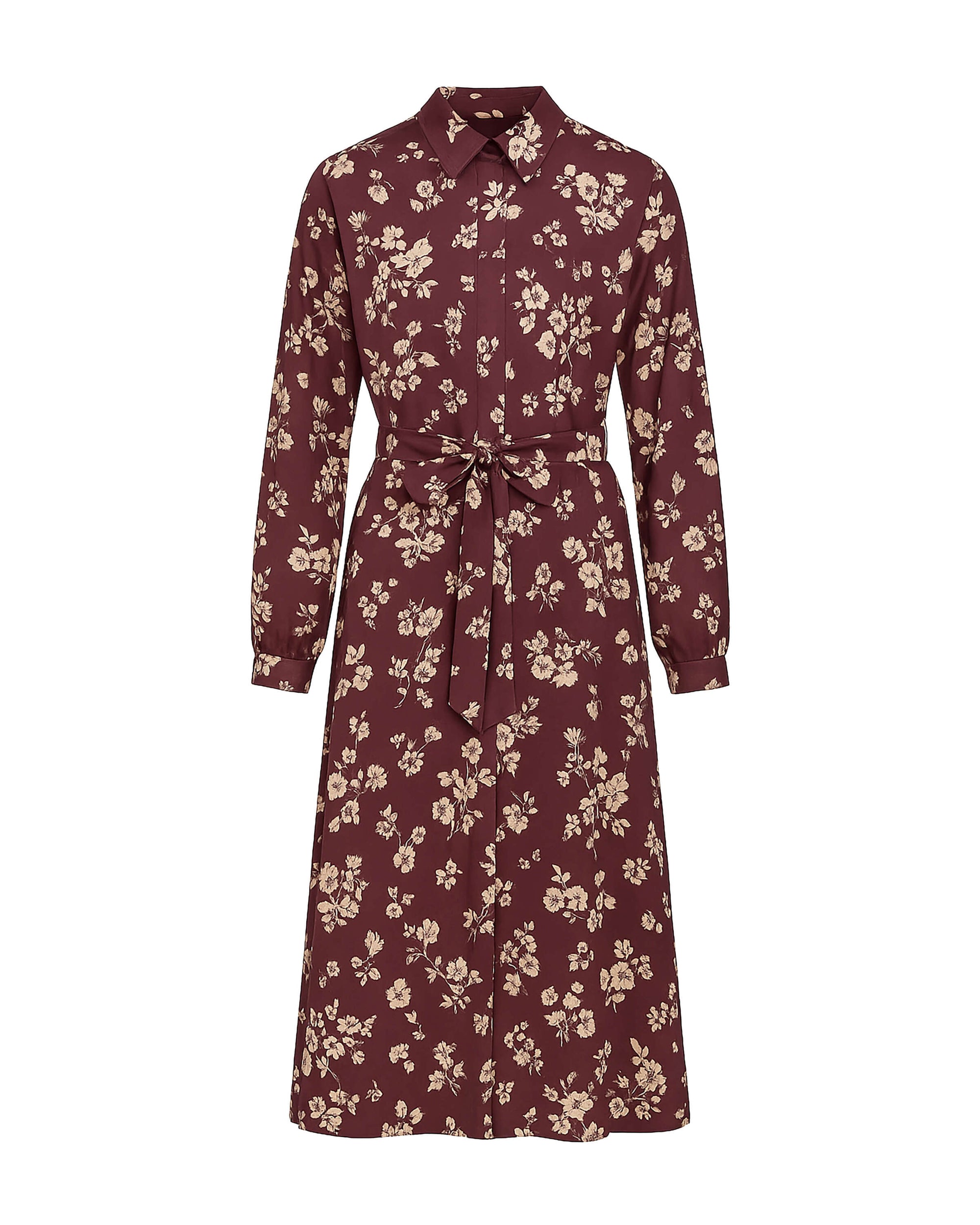 PRINTED FLUID DRESS WITH BELT