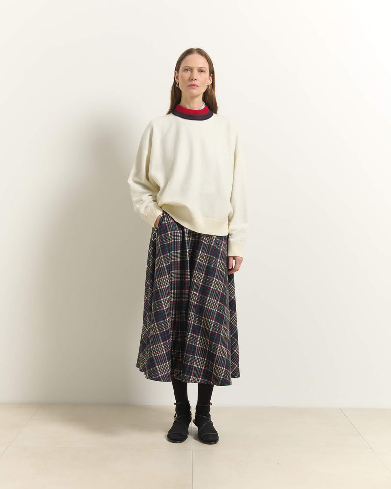 CULOTTE A QUADRI MIDI CON ZIP