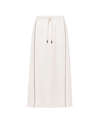 BEIGE MIDI SKIRT WITH DRAWSTRING AND STEEL DETAILS