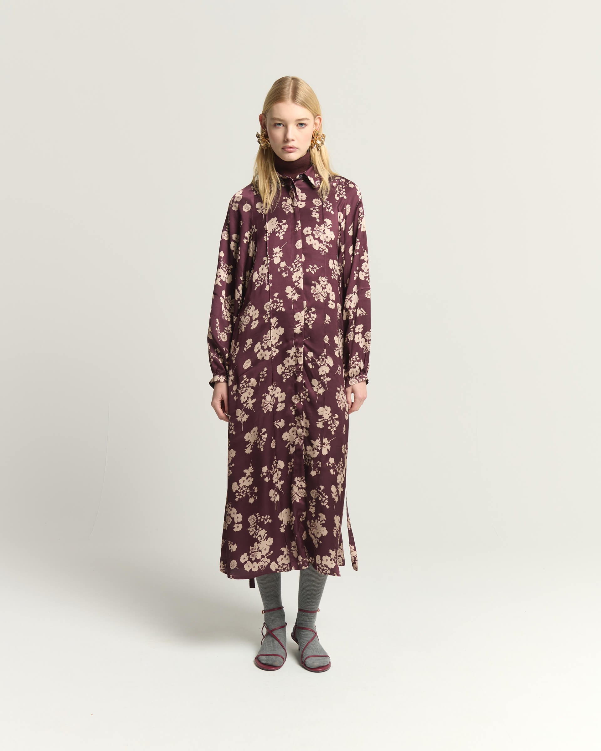 PRINTED FLUID DRESS WITH BELT