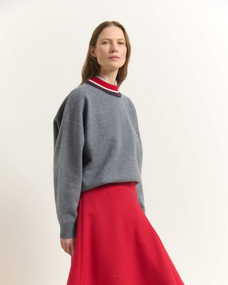 MAGLIONE IN LANA CON COLLO A CONTRASTO