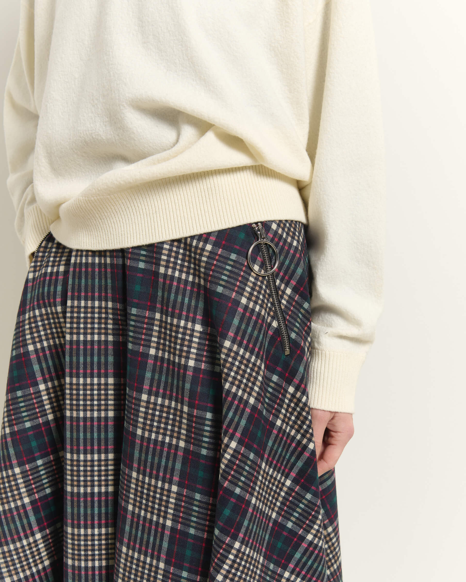 CULOTTE A QUADRI MIDI CON ZIP