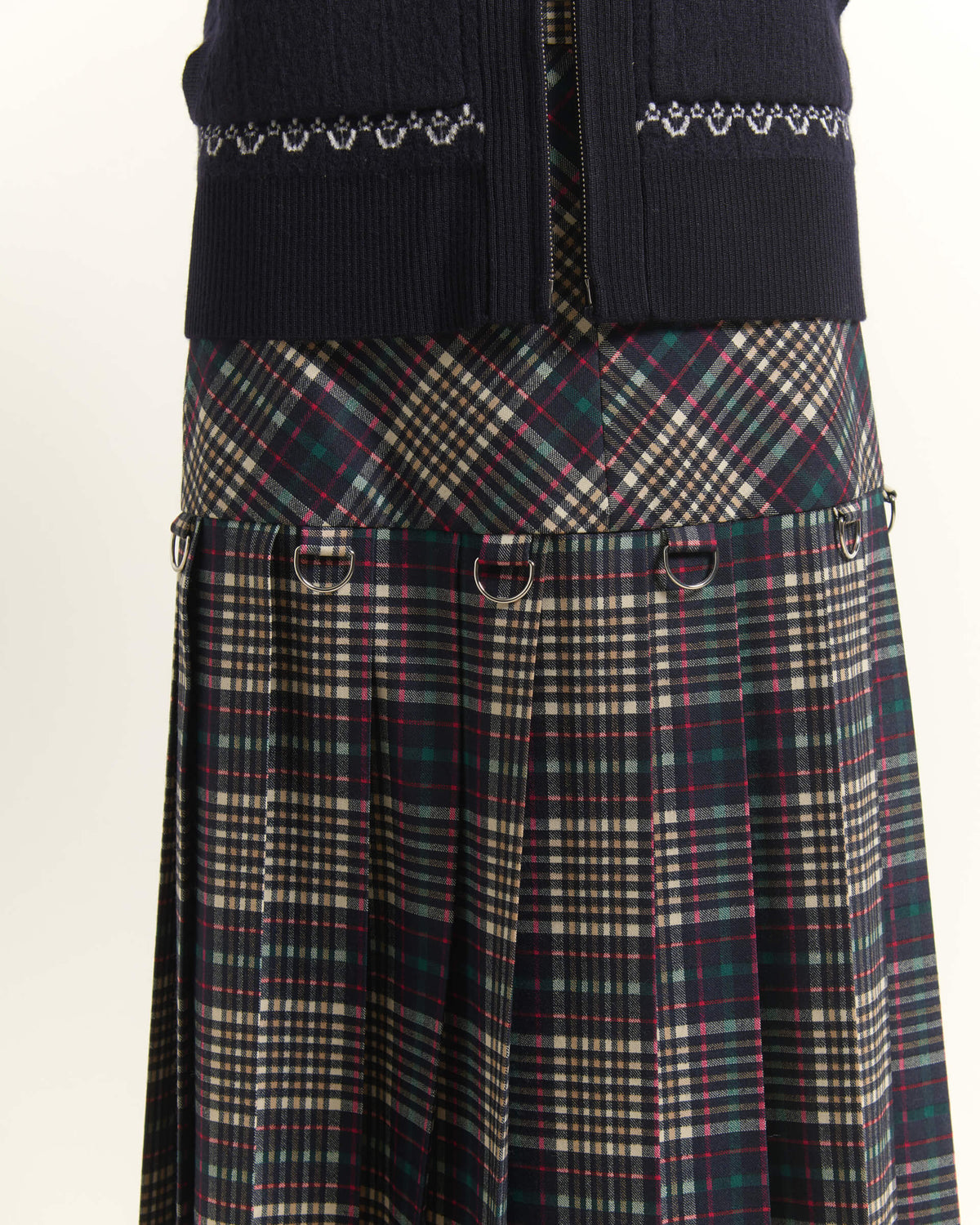 GONNA MIDI IN TARTAN CON DETTAGLI AD ANELLO