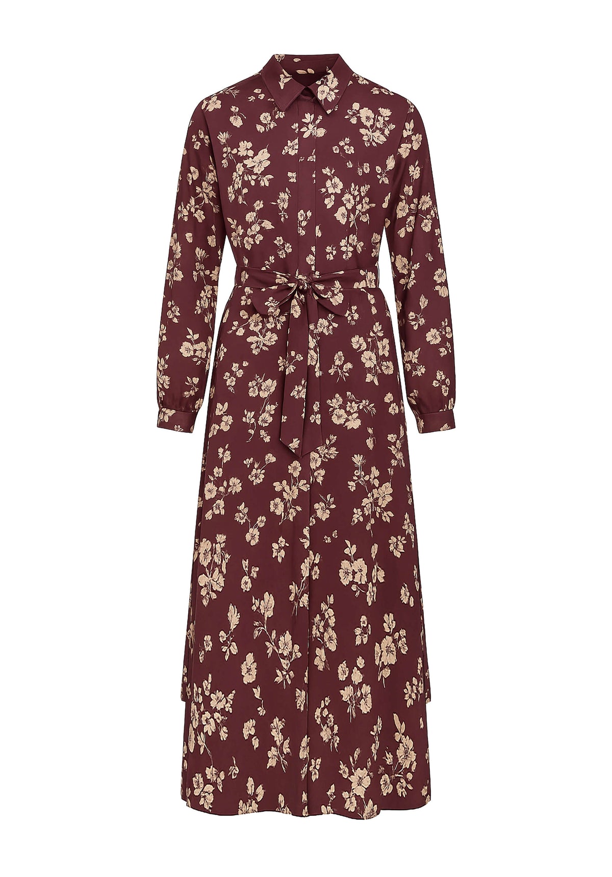 PRINTED FLUID DRESS WITH BELT