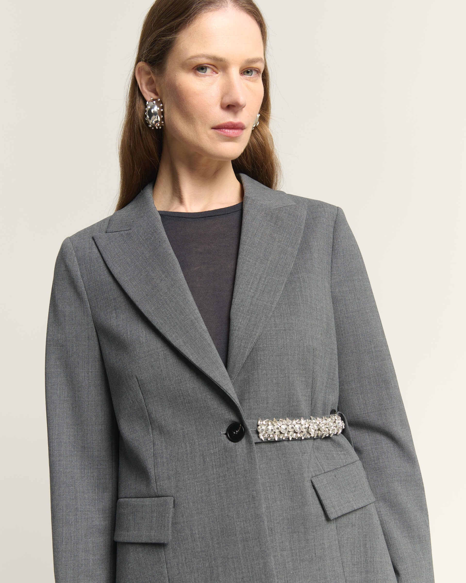 SINGLE-BREASTED JACKET WITH SIDE BELT
