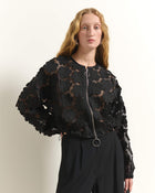 SHORT JACKET WITH FLORAL APPLIQUÉS