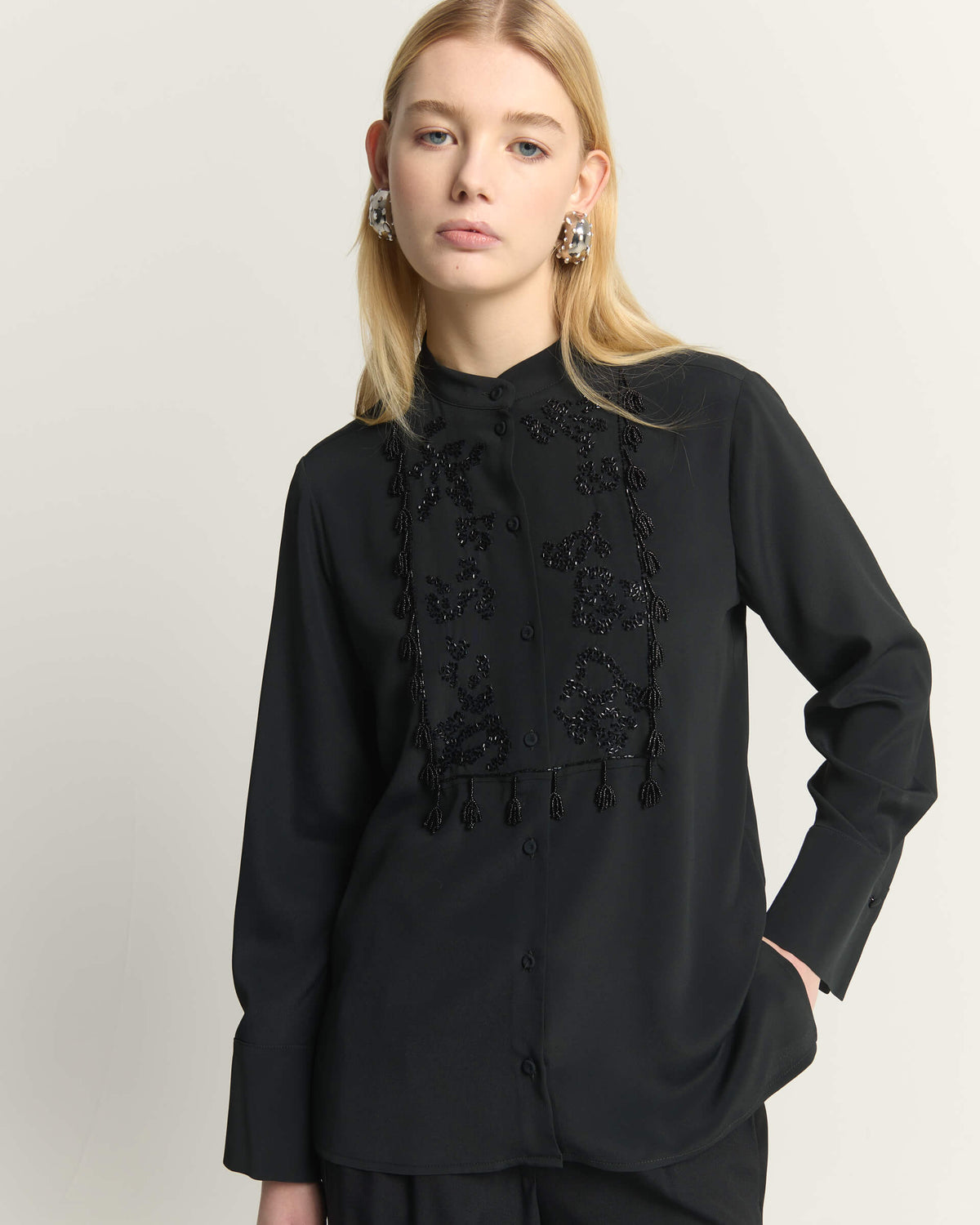 SHIRT WITH EMBROIDERED PLASTRON