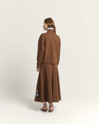 FLARED MIDI SKIRT WITH INSERTS